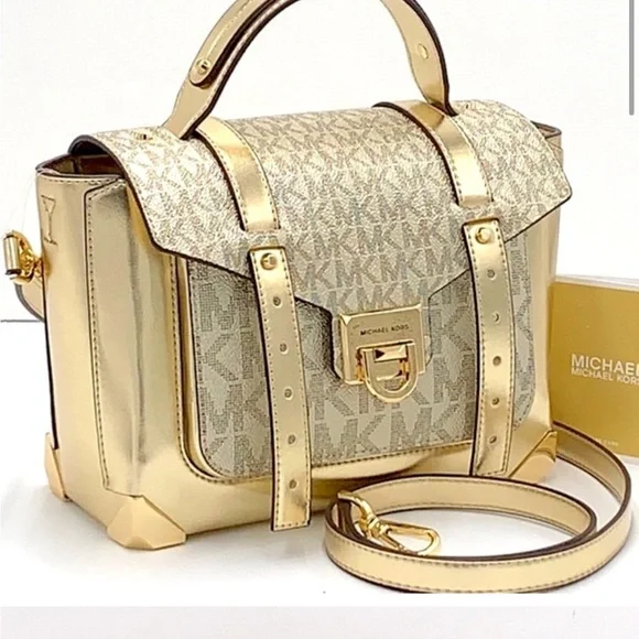 Michael Kors Gold Satchel with Structured Silhouette - Picture 2 of 4